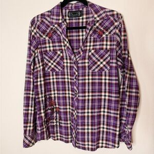 Shyanne Purple Plaid Button Down Shirt